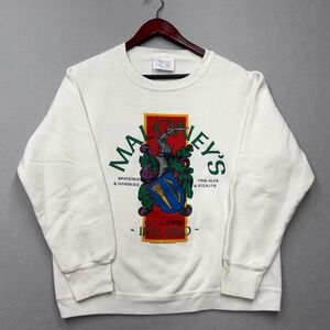 Healthknit Sweatshirt Mens M White Maloneys Ireland Vintage 80s Graphic Pullover